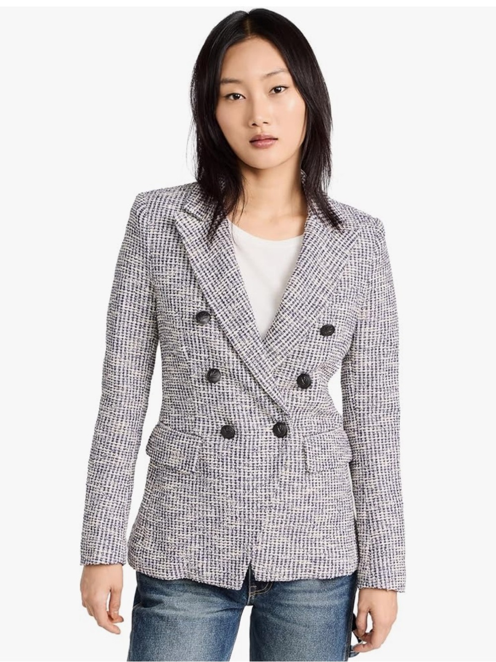 rag & bone Preston Tweed Blazer Double Breasted Blue 10
